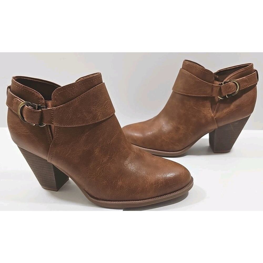 Dr. Scholl's~Woman Size 9.5M~Brown Faux Leather Kickstart Booties High Heel NWOB - Picture 10 of 12